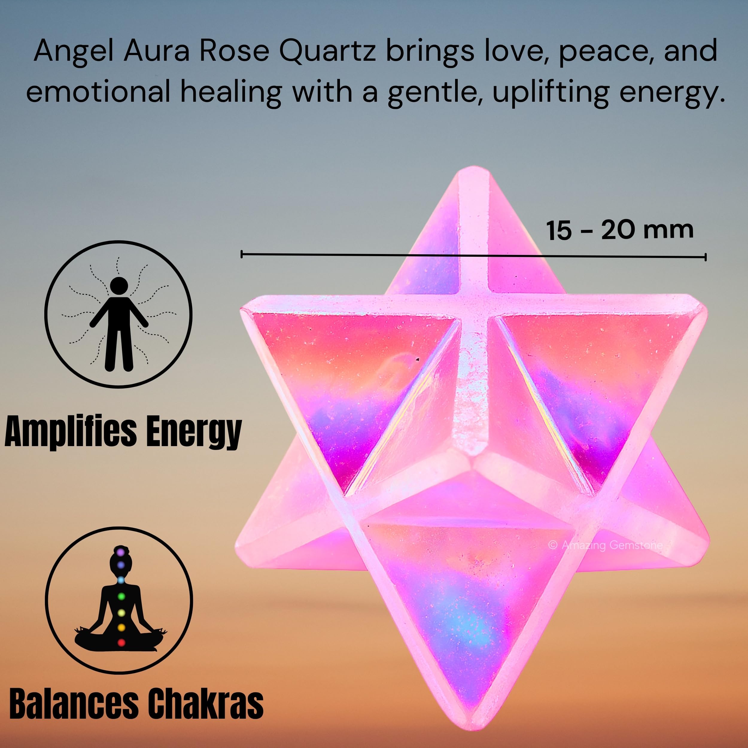Amazon.com: Amazing Gemstone Angel Aura Rose Quartz Merkaba